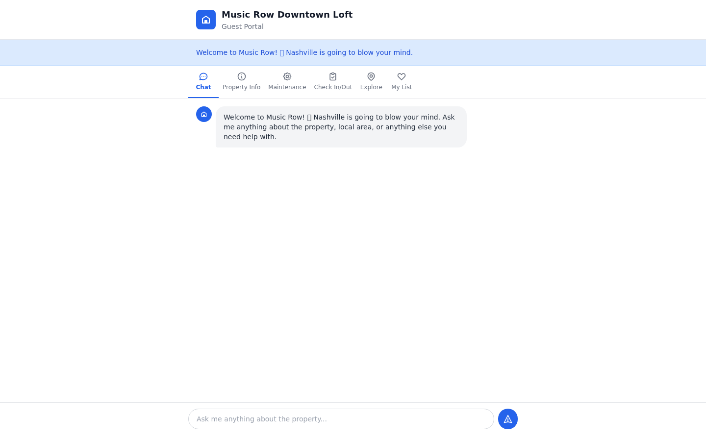 RentalPilot Guest Portal — personalized check-in page with door code, WiFi, and property info